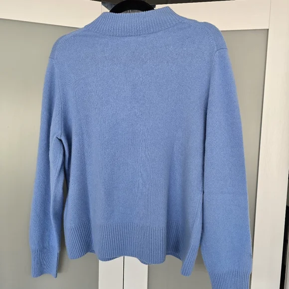 100% Cashmere Classic Mock Neck Sweater in Light Blue - Picture 3 of 8